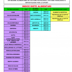 Schemi dietetici specifici, utilizzabili dai nutrizionisti per gestire le diverse patologie